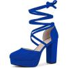 imageAllegra K Womens Platform Block Heel Lace Up Pumps SandalsRoyal Blue