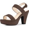 imageAllegra K Womens Slingback Platform Heels Chunky High Heel SandalsCoffee