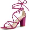 imageAllegra K Womens Strappy Lace Up Chunky Heeled SandalsHot Pink