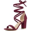 imageAllegra K Womens Strappy Lace Up Heel Chunky High Heels SandalsBurgundy