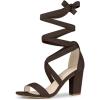 imageAllegra K Womens Strappy Lace Up Heel Chunky High Heels SandalsCoffee