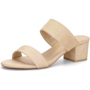 imageAllegra K Womens Block Heel Dual Straps Slide SandalsBeige