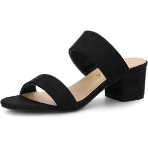 imageAllegra K Womens Block Heel Dual Straps Slide SandalsBlack