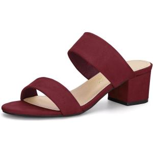 imageAllegra K Womens Block Heel Dual Straps Slide SandalsBurgundy