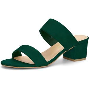 imageAllegra K Womens Block Heel Dual Straps Slide SandalsGreen