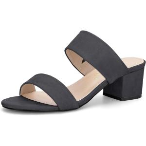 imageAllegra K Womens Block Heel Dual Straps Slide SandalsGrey