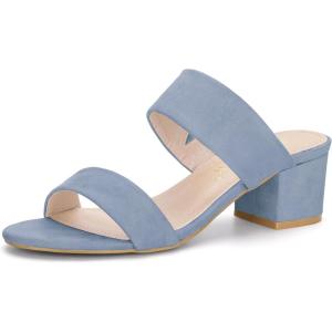 imageAllegra K Womens Block Heel Dual Straps Slide SandalsHaze Blue