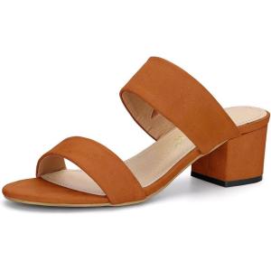 imageAllegra K Womens Block Heel Dual Straps Slide SandalsOrange