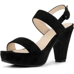 imageAllegra K Womens Slingback Platform Heels Chunky High Heel SandalsBlack