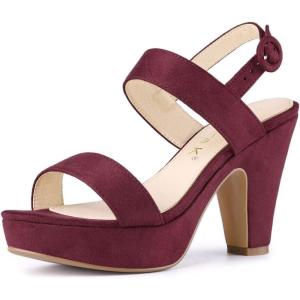 imageAllegra K Womens Slingback Platform Heels Chunky High Heel SandalsBurgundy