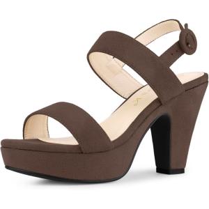 imageAllegra K Womens Slingback Platform Heels Chunky High Heel SandalsCoffee