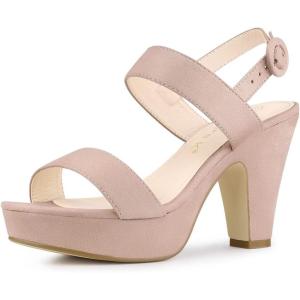 imageAllegra K Womens Slingback Platform Heels Chunky High Heel SandalsDust Pink