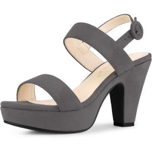 imageAllegra K Womens Slingback Platform Heels Chunky High Heel SandalsGrey