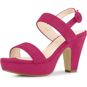 imageAllegra K Womens Slingback Platform Heels Chunky High Heel SandalsHot Pink