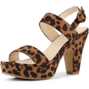 imageAllegra K Womens Slingback Platform Heels Chunky High Heel SandalsLeopard