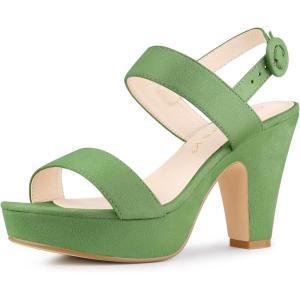 imageAllegra K Womens Slingback Platform Heels Chunky High Heel SandalsOlive Green