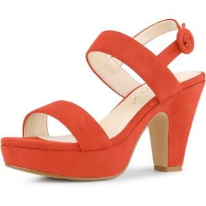 imageAllegra K Womens Slingback Platform Heels Chunky High Heel SandalsOrange