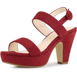 imageAllegra K Womens Slingback Platform Heels Chunky High Heel SandalsRed