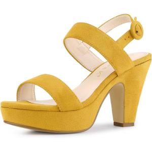 imageAllegra K Womens Slingback Platform Heels Chunky High Heel SandalsYellow