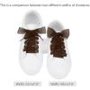 imageAllegra K 2 Pairs Flat Snow Yarn Shoelaces 25cm4cm Wide Transparent Shoe Laces for SneakersCoffee