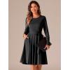 imageAllegra K A Line Dresses for Women 2024 Long Sleeve Tie Waist Pleated Business Casual Dress with PocketsBlack