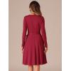 imageAllegra K A Line Dresses for Women 2024 Long Sleeve Tie Waist Pleated Business Casual Dress with PocketsRed