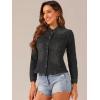 imageAllegra K Casual Denim Jacket for Womens Classic Stand Collar Long Sleeve Jean JacketBlack