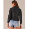 imageAllegra K Casual Denim Jacket for Womens Classic Stand Collar Long Sleeve Jean JacketBlack