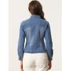 imageAllegra K Casual Denim Jacket for Womens Classic Stand Collar Long Sleeve Jean JacketBlue