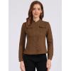 imageAllegra K Casual Denim Jacket for Womens Classic Stand Collar Long Sleeve Jean JacketBrown