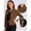 imageAllegra K Casual Denim Jacket for Womens Classic Stand Collar Long Sleeve Jean JacketBrown