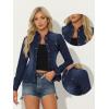 imageAllegra K Casual Denim Jacket for Womens Classic Stand Collar Long Sleeve Jean JacketDark Blue