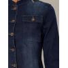 imageAllegra K Casual Denim Jacket for Womens Classic Stand Collar Long Sleeve Jean JacketDark Blue