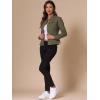 imageAllegra K Casual Denim Jacket for Womens Classic Stand Collar Long Sleeve Jean JacketGreen
