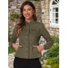 imageAllegra K Casual Denim Jacket for Womens Classic Stand Collar Long Sleeve Jean JacketGreen