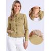 imageAllegra K Casual Denim Jacket for Womens Classic Stand Collar Long Sleeve Jean JacketKhaki