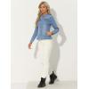 imageAllegra K Casual Denim Jacket for Womens Classic Stand Collar Long Sleeve Jean JacketLight Blue