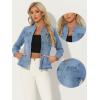 imageAllegra K Casual Denim Jacket for Womens Classic Stand Collar Long Sleeve Jean JacketLight Blue