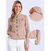 imageAllegra K Casual Denim Jacket for Womens Classic Stand Collar Long Sleeve Jean JacketPink