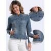 imageAllegra K Casual Denim Jacket for Womens Classic Stand Collar Long Sleeve Jean JacketVintage Blue