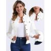 imageAllegra K Casual Denim Jacket for Womens Classic Stand Collar Long Sleeve Jean JacketWhite
