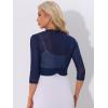 imageAllegra K Sheer Mesh Bolero Shrugs for Womens Elegant 34 Sleeve Lightweight Cropped CardiganDark Blue