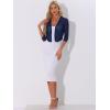 imageAllegra K Sheer Mesh Bolero Shrugs for Womens Elegant 34 Sleeve Lightweight Cropped CardiganDark Blue