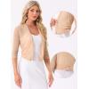 imageAllegra K Sheer Mesh Bolero Shrugs for Womens Elegant 34 Sleeve Lightweight Cropped CardiganKhaki