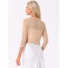 imageAllegra K Sheer Mesh Bolero Shrugs for Womens Elegant 34 Sleeve Lightweight Cropped CardiganKhaki