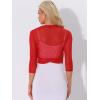 imageAllegra K Sheer Mesh Bolero Shrugs for Womens Elegant 34 Sleeve Lightweight Cropped CardiganRed