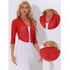 imageAllegra K Sheer Mesh Bolero Shrugs for Womens Elegant 34 Sleeve Lightweight Cropped CardiganRed