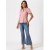 imageAllegra K V Neck Tops for Womens Elegant Casual Cherry Print Notch Lapel Summer Short Sleeve BlousePink