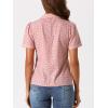 imageAllegra K V Neck Tops for Womens Elegant Casual Cherry Print Notch Lapel Summer Short Sleeve BlousePink