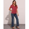 imageAllegra K V Neck Tops for Womens Elegant Casual Cherry Print Notch Lapel Summer Short Sleeve BlouseRed